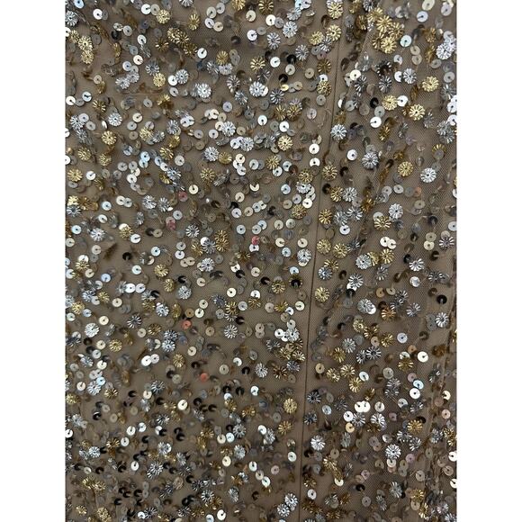 Mac Duggal Gold Sequin Embellished Spaghetti Straps Evening Gown Size 2 - Picture 11 of 11